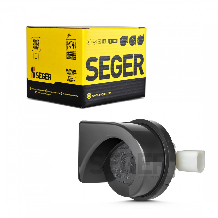 SEGER - 65H Salyangoz Korna 12V (Mega Dadat), İnce Ses, Fcı Soket (Vw, Audı, Skoda, Seat, Mercedes)