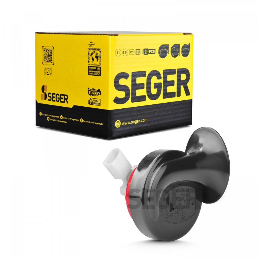 SEGER - 60B Salyangoz Korna 12V (Dadat) , Kalın Ses  , Fcı Soket (Vw , Audi , Skoda , Seat , Mercedes)